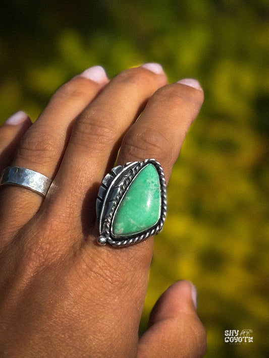 Nevada Variscite Feather Ring | Size 8.75