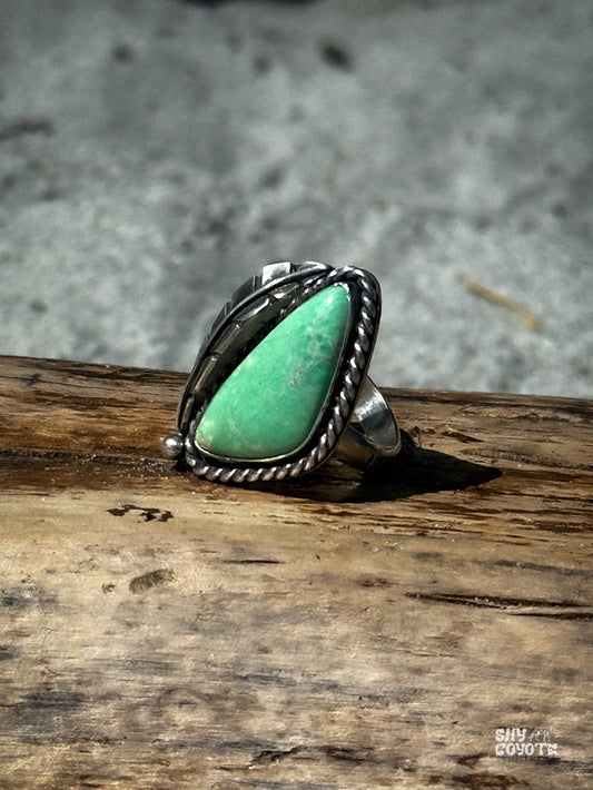 Nevada Variscite Feather Ring | Size 8.75